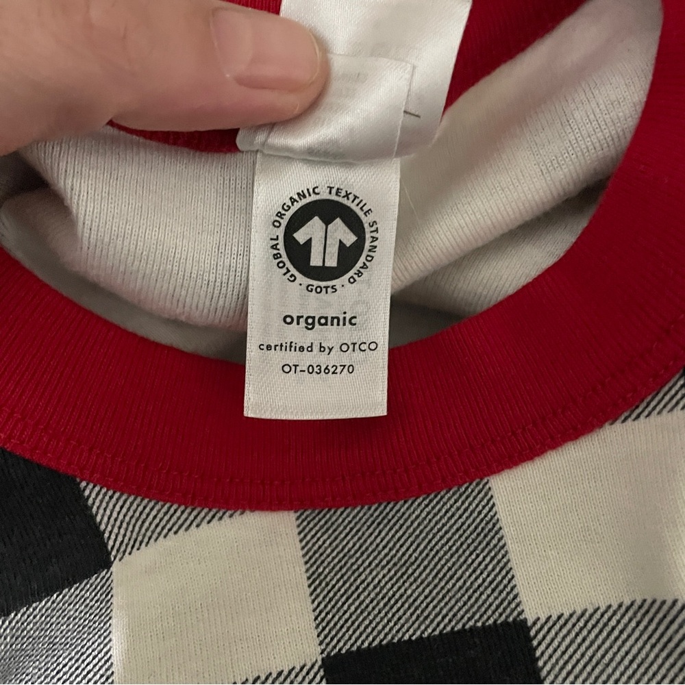 Hanna Andersson Black and White Checkered Pajamas with Red Trim, M - Picture 12 of 13